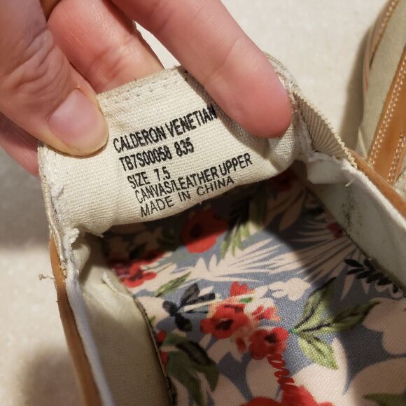 Tommy Bahama Calderon Venetian Leather Canvas Slip-On Drivers Tan Men's US 7.5 - Picture 7 of 7